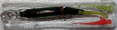 Kingdom Livertail Minnow bass lure showing branding Kingdom Livertail Minnow bass lure showing branding