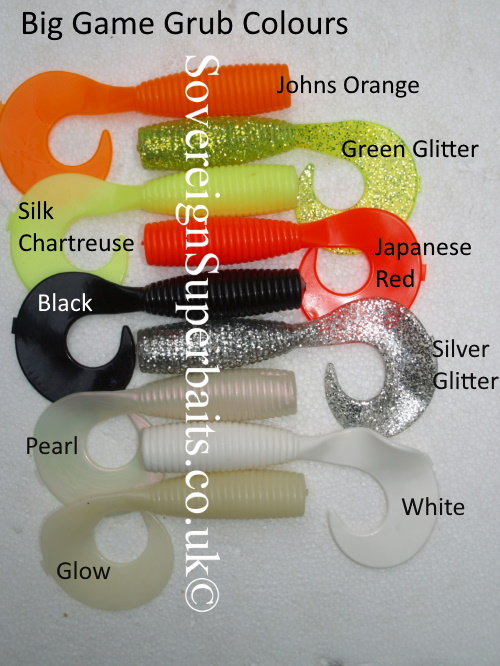 Large curly tail grubs - Big game grub colours